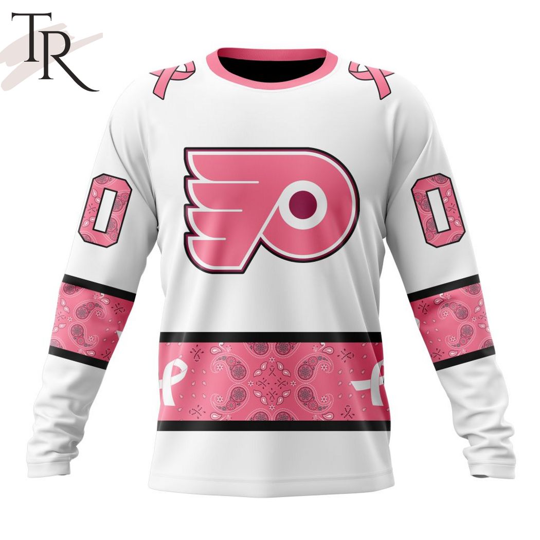 New 2025 NEW] Personalized NHL Philadelphia Flyers In Classic Style With Paisley! IN OCTOBER WE WEAR PINK BREAST CANCER Custom Hoodie - Image 6